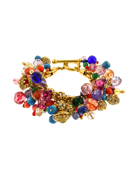 Gianfranco Ferre Vintage Massive Multicolor Bead and Crystal Bracelet