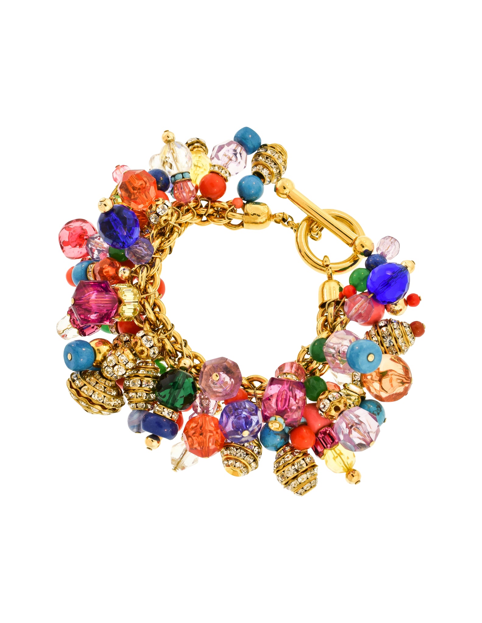 Gianfranco Ferre Vintage Massive Multicolor Bead and Crystal Bracelet