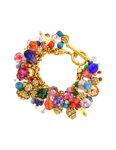 Gianfranco Ferre Vintage Massive Multicolor Bead and Crystal Bracelet