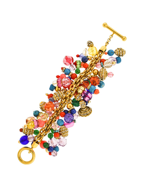Gianfranco Ferre Vintage Massive Multicolor Bead and Crystal Bracelet