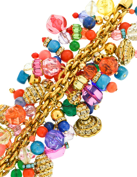 Gianfranco Ferre Vintage Massive Multicolor Bead and Crystal Bracelet