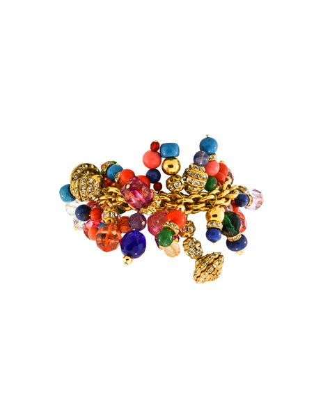 Gianfranco Ferre Vintage Massive Multicolor Bead and Crystal Bracelet