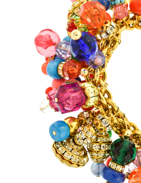 Gianfranco Ferre Vintage Massive Multicolor Bead and Crystal Bracelet