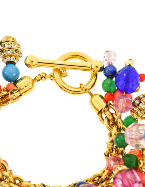 Gianfranco Ferre Vintage Massive Multicolor Bead and Crystal Bracelet
