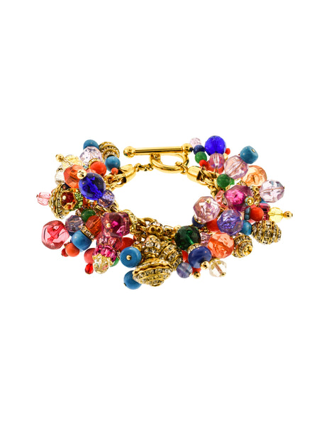 Gianfranco Ferre Vintage Massive Multicolor Bead and Crystal Bracelet