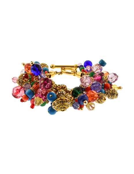 Gianfranco Ferre Vintage Massive Multicolor Bead and Crystal Bracelet