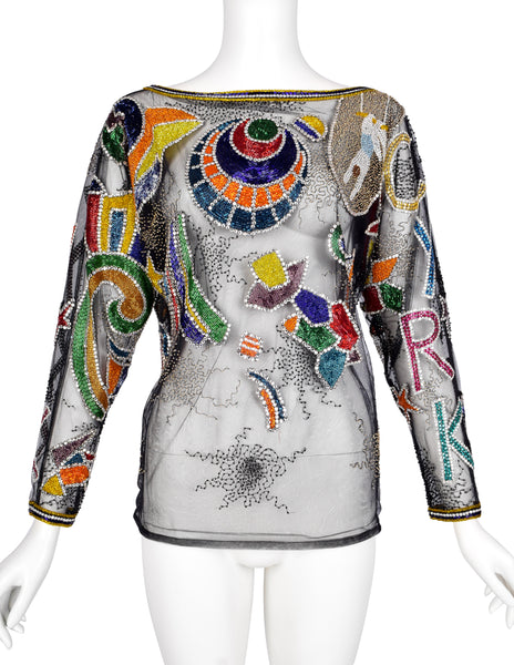 Gianni Versace Vintage AW 1989 COUTURE Sparkly Beaded Embellished Circus Top