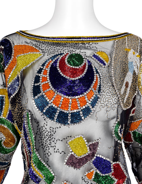 Gianni Versace Vintage AW 1989 COUTURE Sparkly Beaded Embellished Circus Top