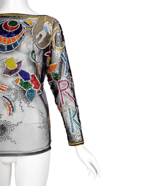 Gianni Versace Vintage AW 1989 COUTURE Sparkly Beaded Embellished Circus Top
