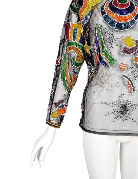 Gianni Versace Vintage AW 1989 COUTURE Sparkly Beaded Embellished Circus Top
