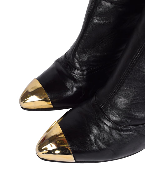 Gianni Versace Vintage AW 1992 Miss S&M Iconic Black Leather Studded Buckle Bondage Boots