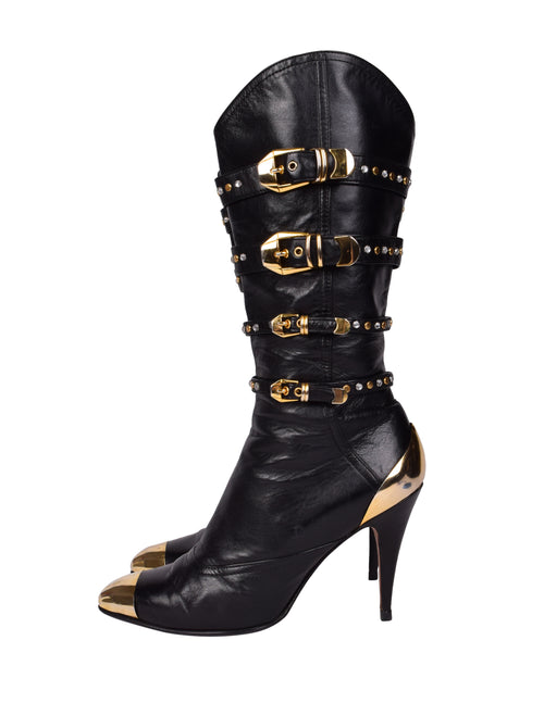 新品未使用タグ付【VERSACE】ベスト メデューサ 金ボタン M ウール 黒 Gianni Versace Vintage AW 1992 Miss S&M Iconic Black Leather