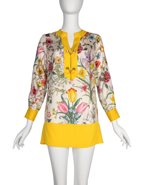 white christmas dresses Gucci Vintage 1960s Iconic Flora Silk Tunic Mini Dress – Amarcord Vintage  Fashion