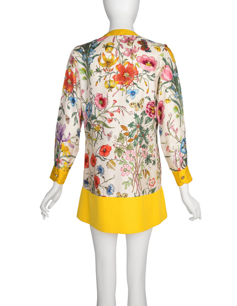Gucci Vintage 1960s Iconic Flora Silk Tunic Mini Dress