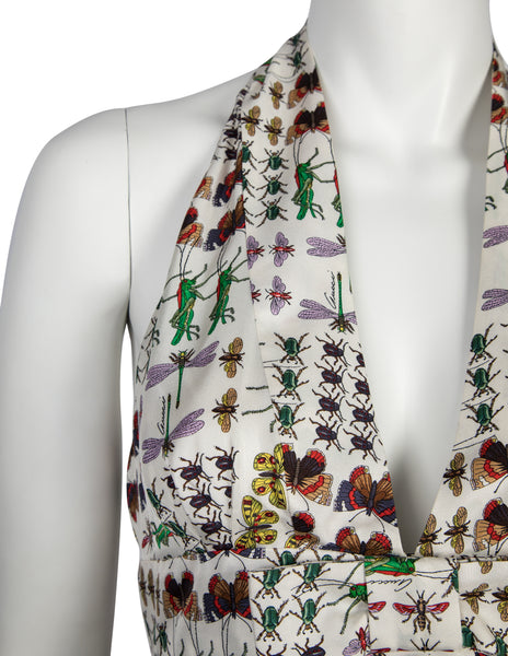 Gucci Vintage 2006 Insect Print Silk Halter Top