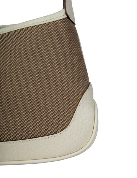Gucci Vintage Tom Ford Era Taupe Canvas and White Leather Mini Jackie Bag