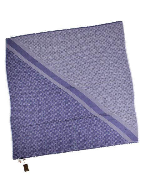 Gucci Vintage Shades of Blue GG Monogram Silk Wool Oversized Shawl Pashmina Scarf