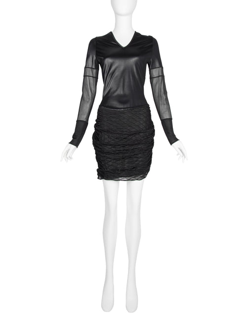 Helmut Lang Vintage 1992 Liquid Stretch Sheer Paneled Diamond Stitched Amarcord Vintage Fashion Helmut Lang Vintage 1992 Liquid Stretch Sheer Paneled Diamond Stitched Amarcord Vintage Fashion