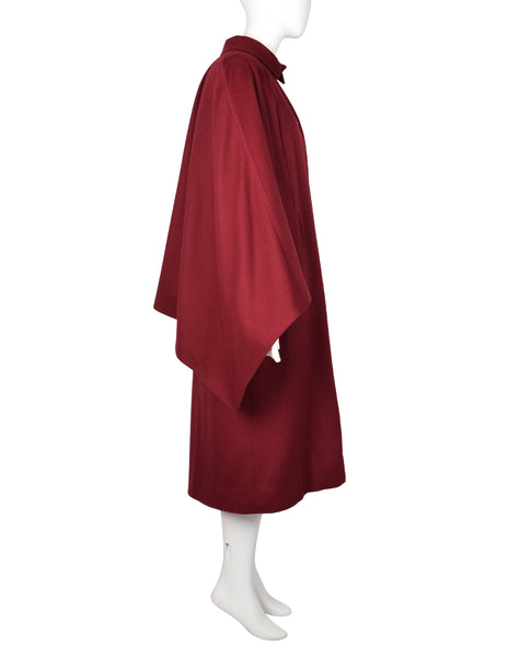 Hermes Vintage 1970s Burgundy Wool Inverness Cape