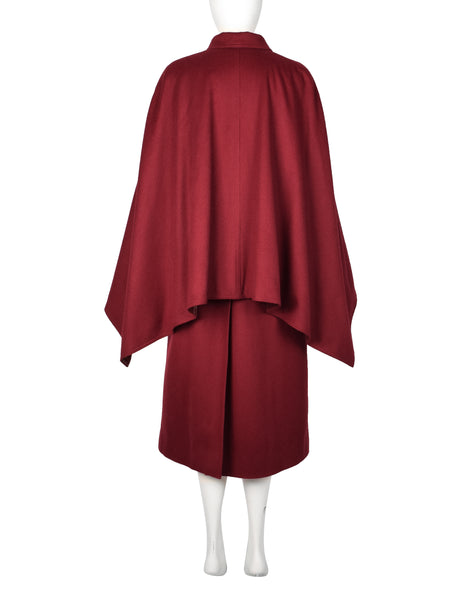 Hermes Vintage 1970s Burgundy Wool Inverness Cape