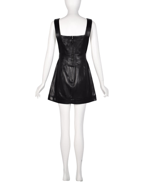 Herve Leger Vintage Black Leather Bustier Mini Dress Amarcord Vintage Fashion Herve Leger Vintage Black Leather Bustier Mini Dress Amarcord Vintage Fashion