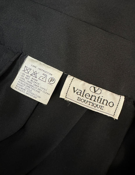 Valentino Vintage Black Sheer Silk Georgette with Metallic Gold Stripe Pleated Full Length Maxi Skirt