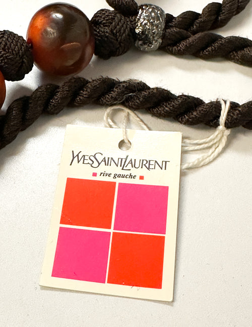 Yves Saint Laurent Vintage 1990s Orange and Brown Horn Beaded