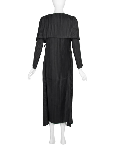 Issey Miyake Fete Vintage 1990s Pleated Silk Shawl Collar Duster