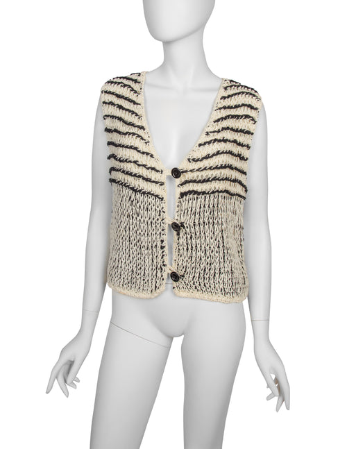 Issey Miyake Vintage 1990s Black and Ivory Crochet Vest – Amarcord