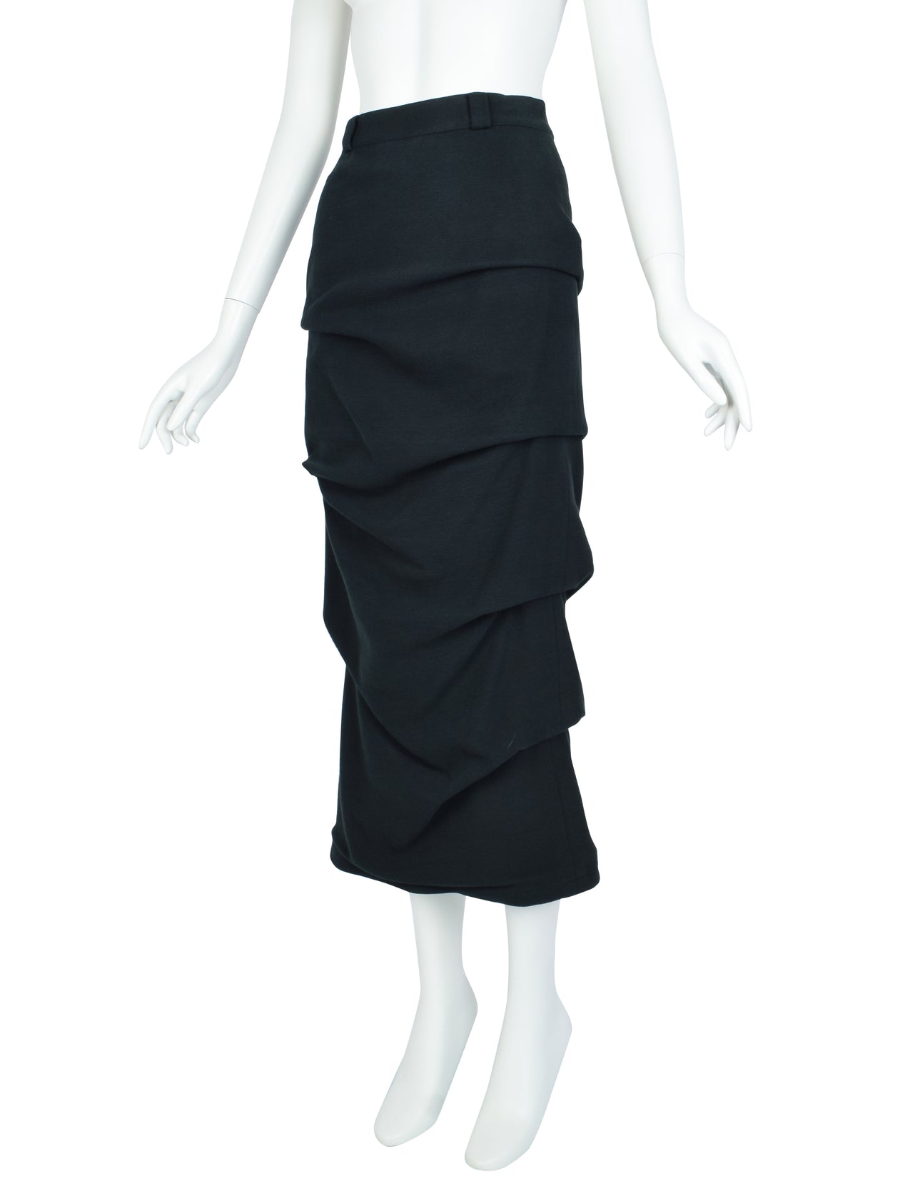 Jean Paul Gaultier Vintage Early 1980s Deepest Green Ruched Skirt