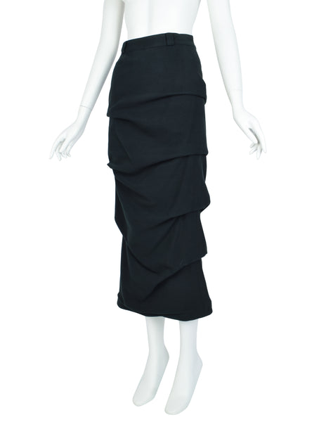 Jean Paul Gaultier Vintage Early 1980s Deepest Green Ruched Skirt