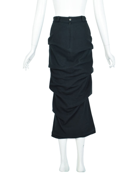 Jean Paul Gaultier Vintage Early 1980s Deepest Green Ruched Skirt