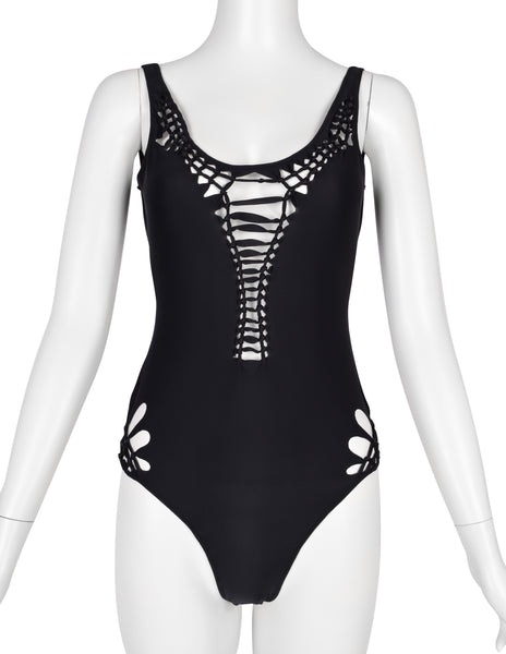 Jean Paul Gaultier Vintage SS 2001 Black Knotted Cutout Swimsuit