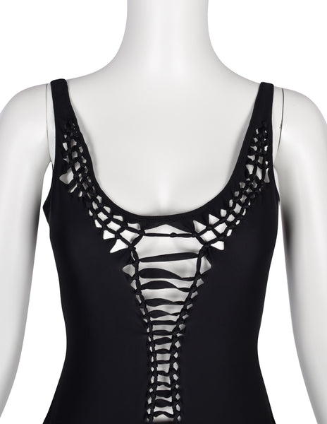 Jean Paul Gaultier Vintage SS 2001 Black Knotted Cutout Swimsuit