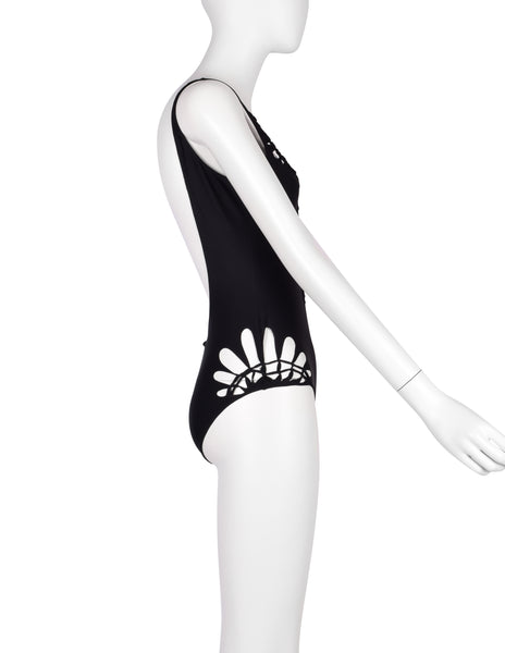 Jean Paul Gaultier Vintage SS 2001 Black Knotted Cutout Swimsuit