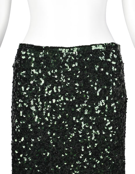 Jean Paul Gaultier Vintage AW 1999 Forest Green Heavily Sequined Skirt