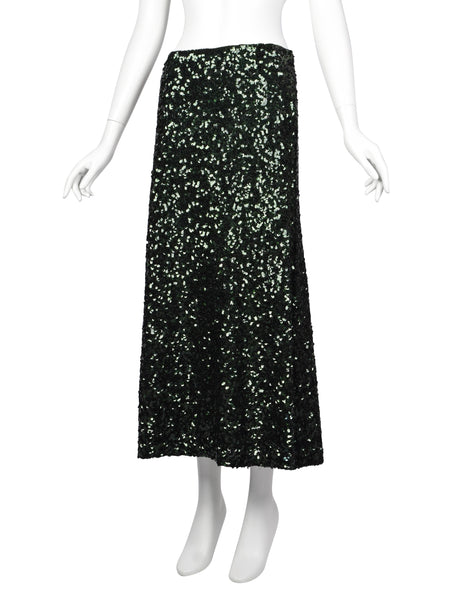 Jean Paul Gaultier Vintage AW 1999 Forest Green Heavily Sequined Skirt