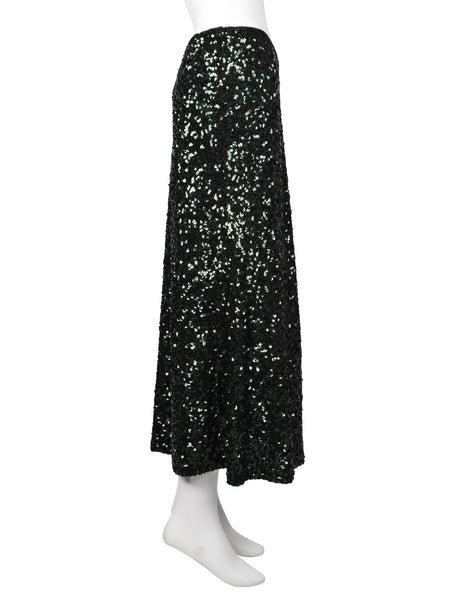 Jean Paul Gaultier Vintage AW 1999 Forest Green Heavily Sequined Skirt