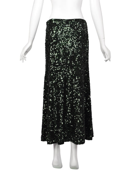 Jean Paul Gaultier Vintage AW 1999 Forest Green Heavily Sequined Skirt