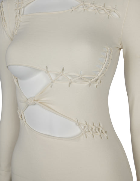 Jean Paul Gaultier Vintage SS 2001 Cream Knotted 'Suture' Top