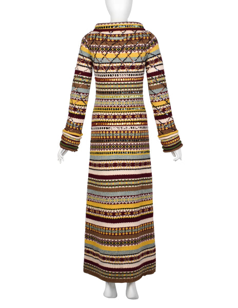 Jean Paul Gaultier AW 1999 Multicolor Fair Isle Sequin Embellished Knit Maxi Sweater Dress