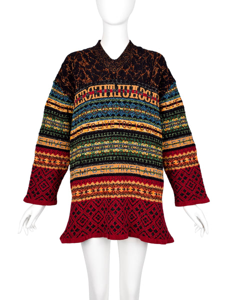 Jean Paul Gaultier Vintage AW 1995 Men's Multicolor Lurex 'Too Wild To Live Too Young To Die' Sweater