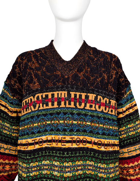 Jean Paul Gaultier Vintage AW 1995 Men's Multicolor Lurex 'Too Wild To Live Too Young To Die' Sweater