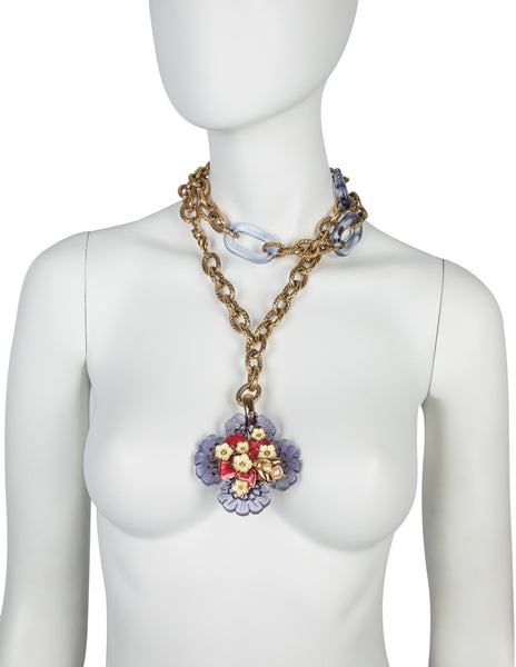 Roberto Cavalli Vintage Flower and Bumble Bee Chain Necklace / Belt