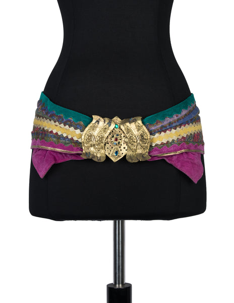 Maddalena Marconi Vintage Artisanal Brass and Suede Belt