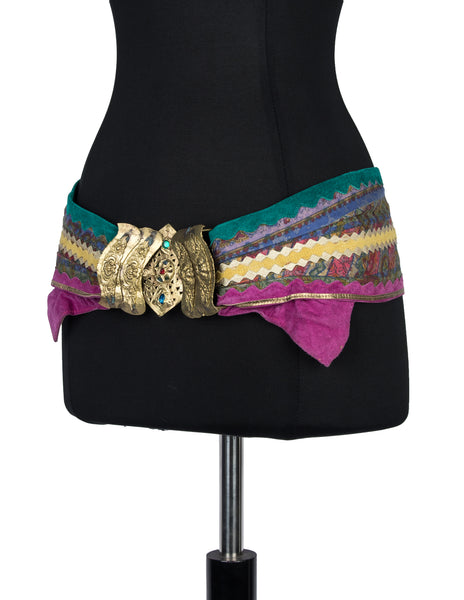 Maddalena Marconi Vintage Artisanal Brass and Suede Belt