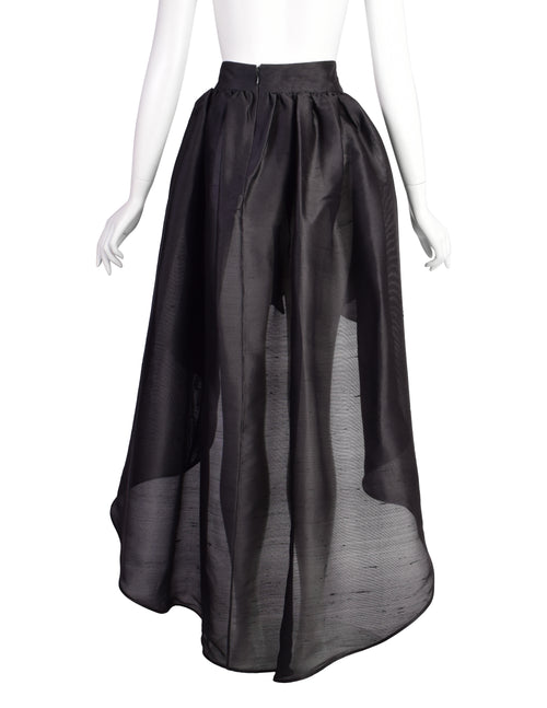 Jiki Monte Carlo Vintage Black Sheer Silk Gazar High Low Bow