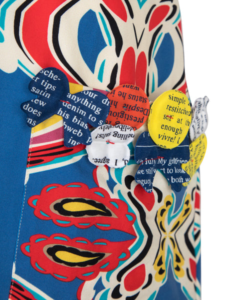 John Galliano Vintage Blue Multicolor Print Mini Dress