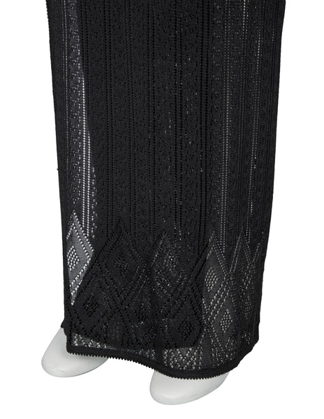 John Galliano Vintage SS 1998 Black Pointelle Knit Wrap Skirt with Fringe