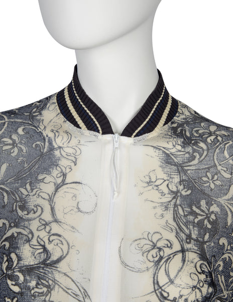 Jean Paul Gaultier Vintage SS 1999 Baroque Vine Print Sheer Mesh Bomber Jacket